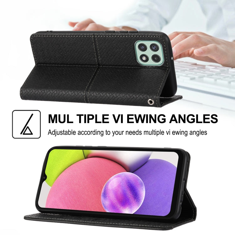 For Samsung Galaxy A03 EU Version Woven Texture Stitching Magnetic Horizontal Flip PU Leather Phone Case