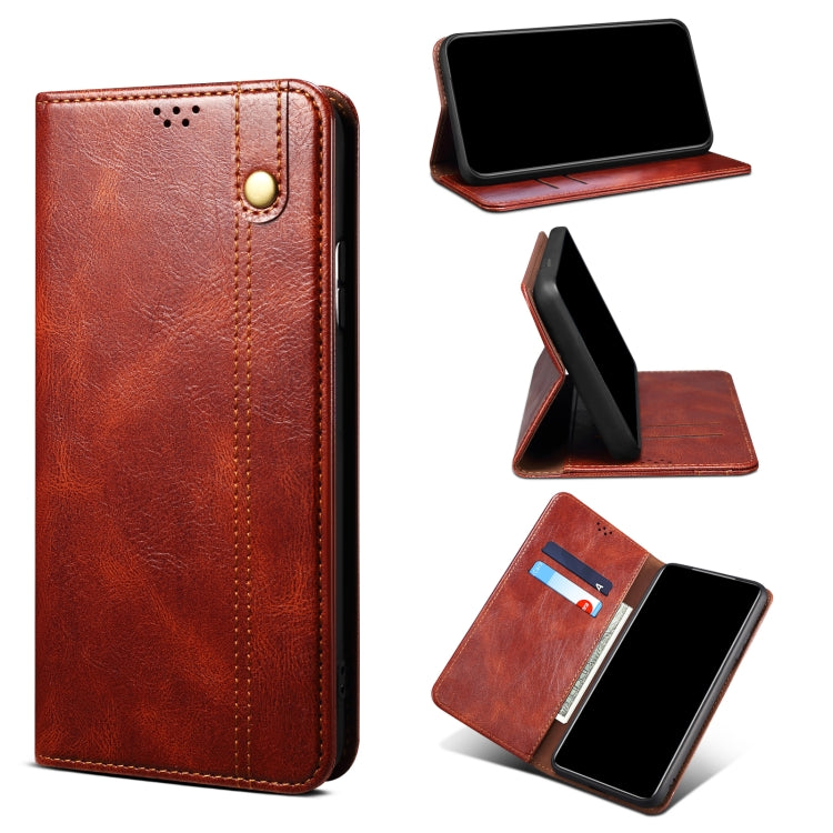 For Google Pixel 6 Simple Wax Crazy Horse Texture Leather Phone Case with Card Slots & Wallet