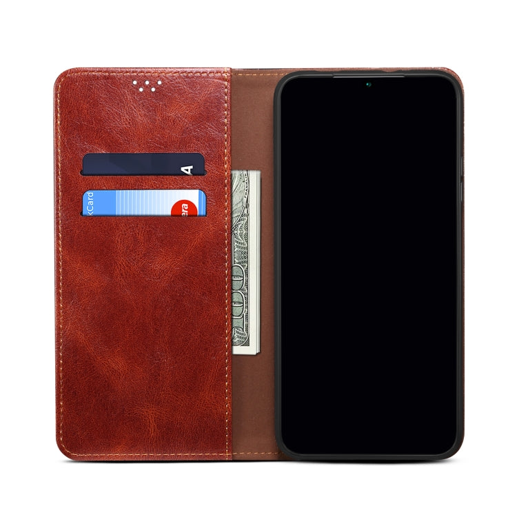 For Google Pixel 6 Simple Wax Crazy Horse Texture Leather Phone Case with Card Slots & Wallet
