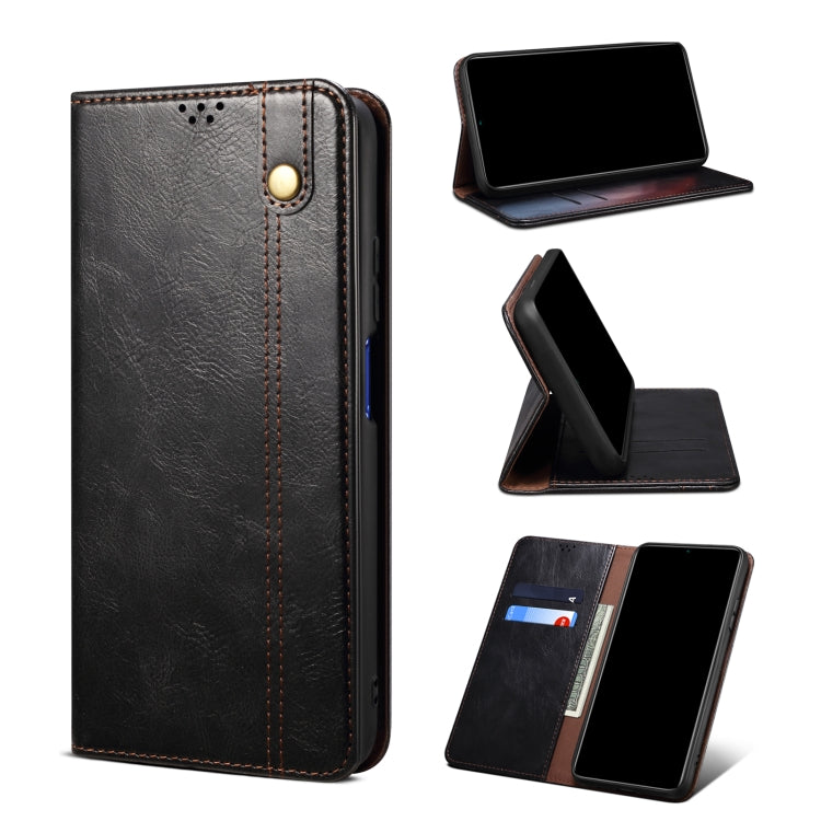 For Google Pixel 6 Pro Simple Wax Crazy Horse Texture Leather Phone Case with Card Slots & Wallet