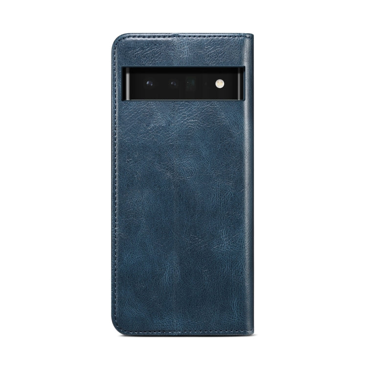 For Google Pixel 6 Pro Simple Wax Crazy Horse Texture Leather Phone Case with Card Slots & Wallet