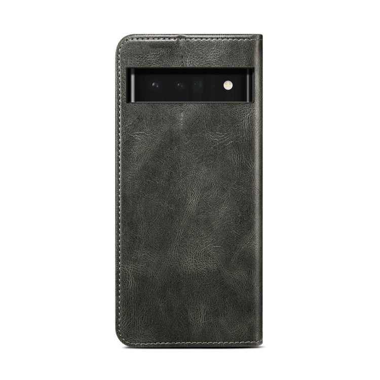 For Google Pixel 6 Pro Simple Wax Crazy Horse Texture Leather Phone Case with Card Slots & Wallet