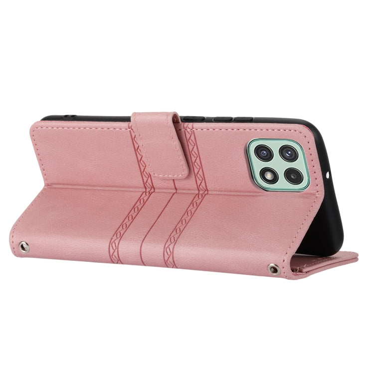 For Samsung Galaxy A03 International Version Embossed Striped Magnetic Buckle Horizontal Flip Phone Leather Case
