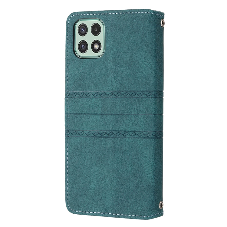 For Samsung Galaxy A03 International Version Embossed Striped Magnetic Buckle Horizontal Flip Phone Leather Case
