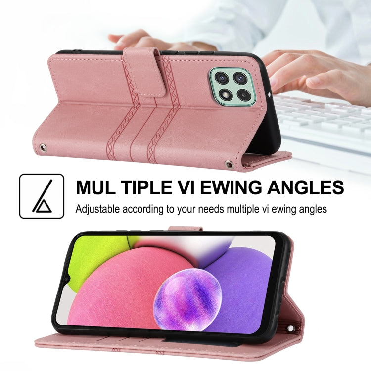 For Samsung Galaxy A03 EU Version Embossed Striped Magnetic Buckle Horizontal Flip Phone Leather Case