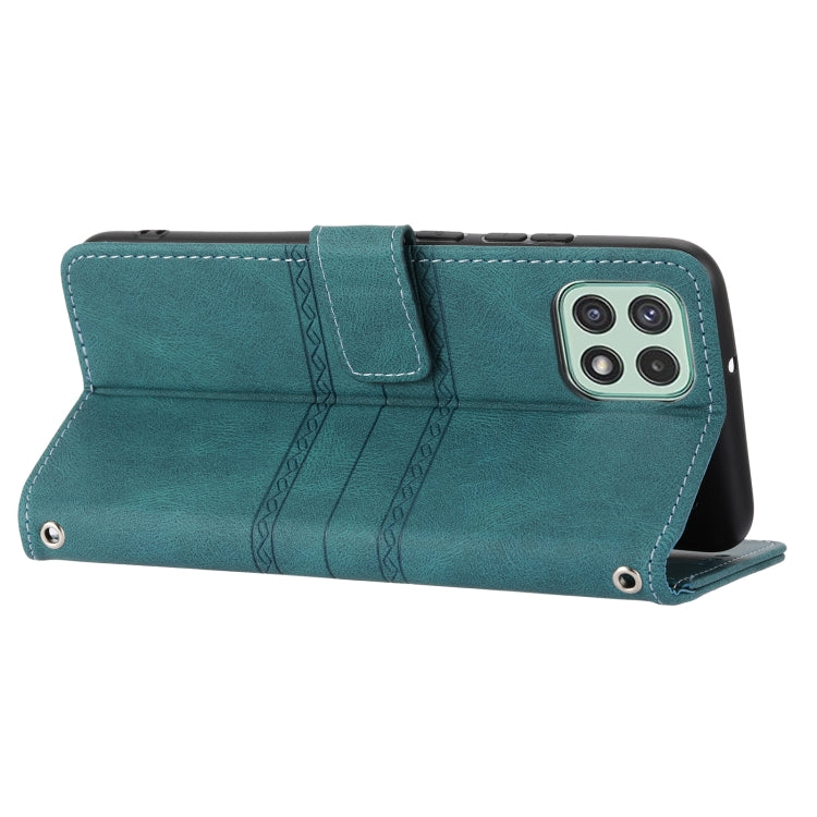 For Samsung Galaxy A03 EU Version Embossed Striped Magnetic Buckle Horizontal Flip Phone Leather Case