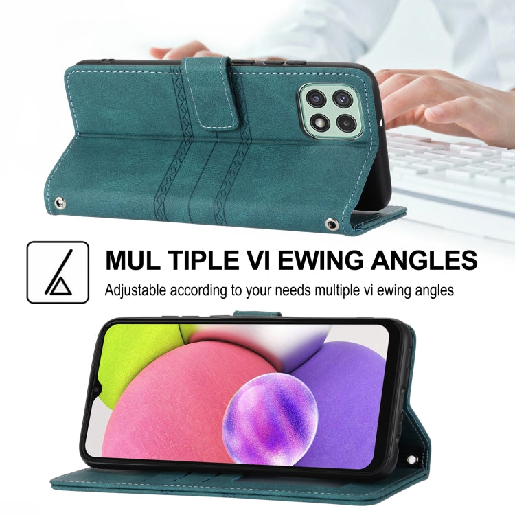 For Samsung Galaxy A03 EU Version Embossed Striped Magnetic Buckle Horizontal Flip Phone Leather Case