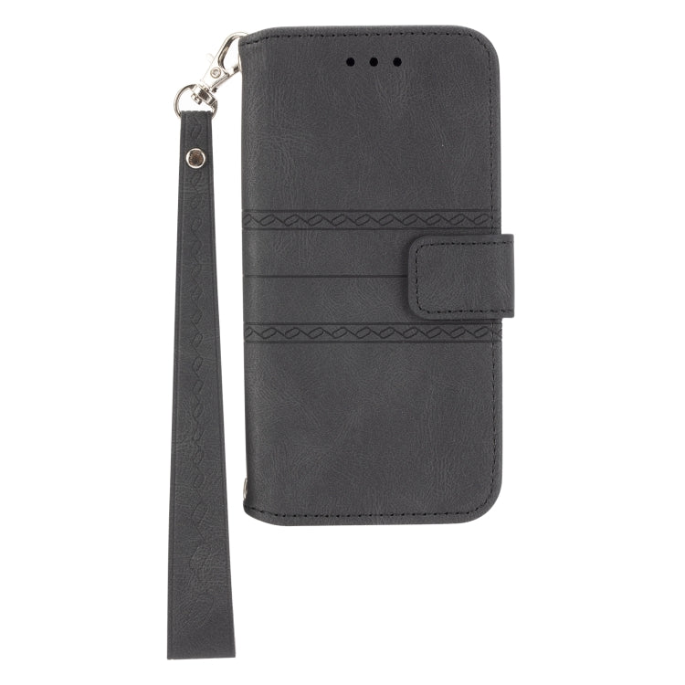 For Samaung Galaxy S22 Ultra 5G Embossed Striped Magnetic Buckle Horizontal Flip Phone Leather Case