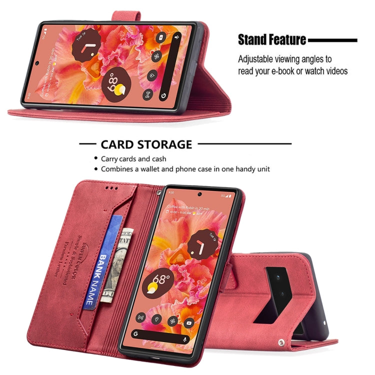 For Google Pixel 6 Magnetic Clasp RFID Blocking Anti-Theft Leather Case with Holder & Card Slots & Wallet