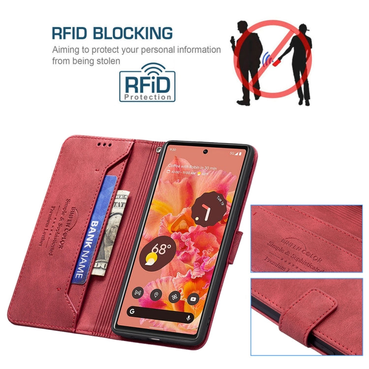 For Google Pixel 6 Magnetic Clasp RFID Blocking Anti-Theft Leather Case with Holder & Card Slots & Wallet