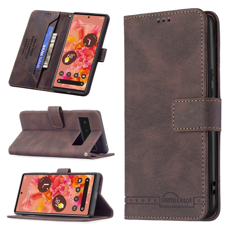 For Google Pixel 6 Magnetic Clasp RFID Blocking Anti-Theft Leather Case with Holder & Card Slots & Wallet