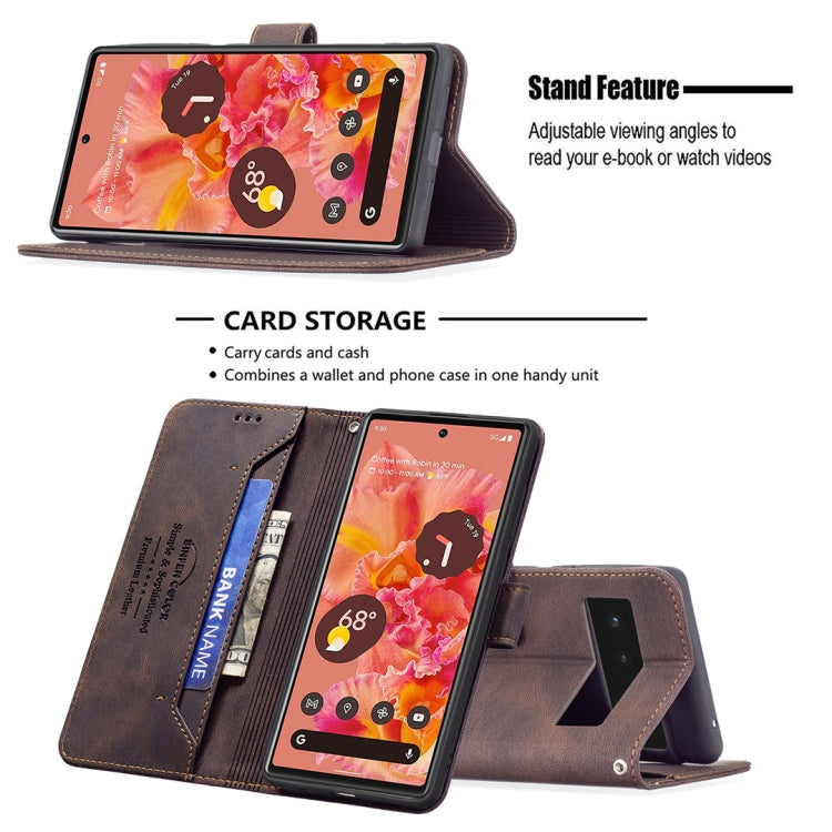For Google Pixel 6 Magnetic Clasp RFID Blocking Anti-Theft Leather Case with Holder & Card Slots & Wallet