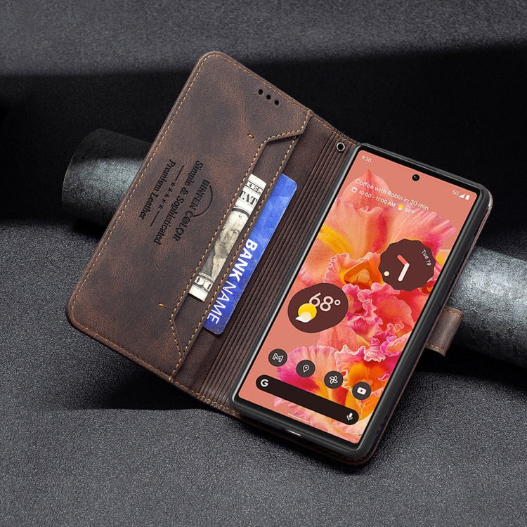 For Google Pixel 6 Magnetic Clasp RFID Blocking Anti-Theft Leather Case with Holder & Card Slots & Wallet