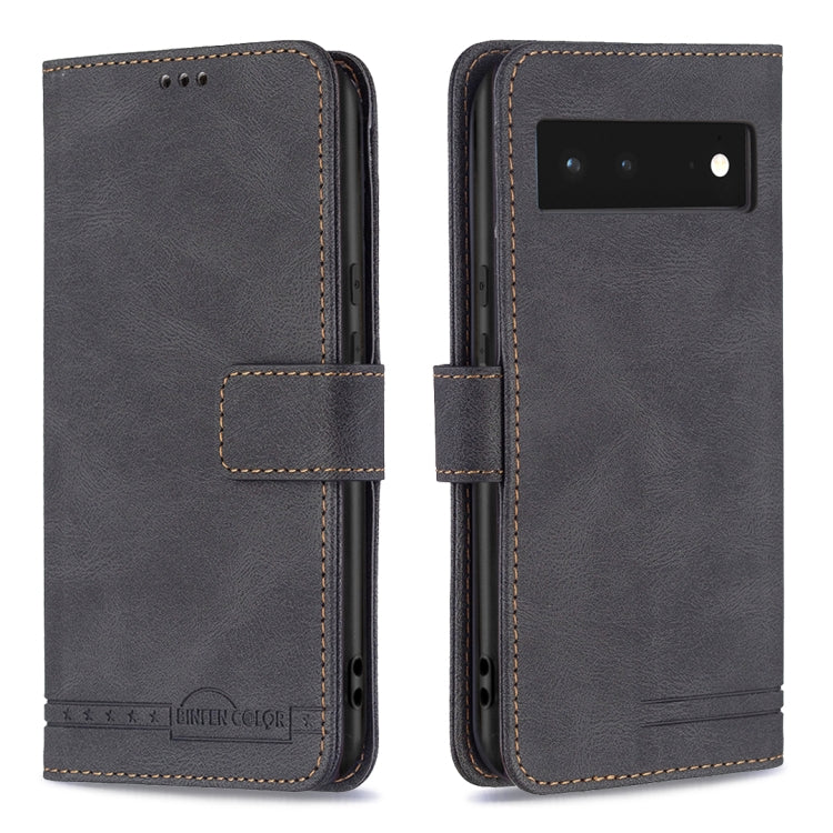 For Google Pixel 6 Magnetic Clasp RFID Blocking Anti-Theft Leather Case with Holder & Card Slots & Wallet