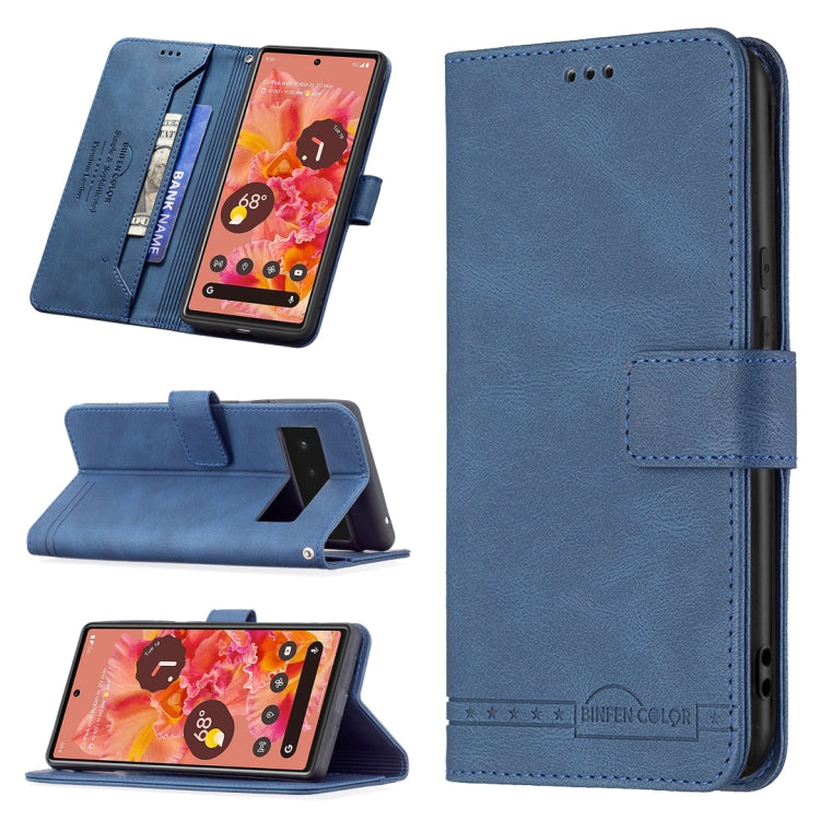 For Google Pixel 6 Magnetic Clasp RFID Blocking Anti-Theft Leather Case with Holder & Card Slots & Wallet