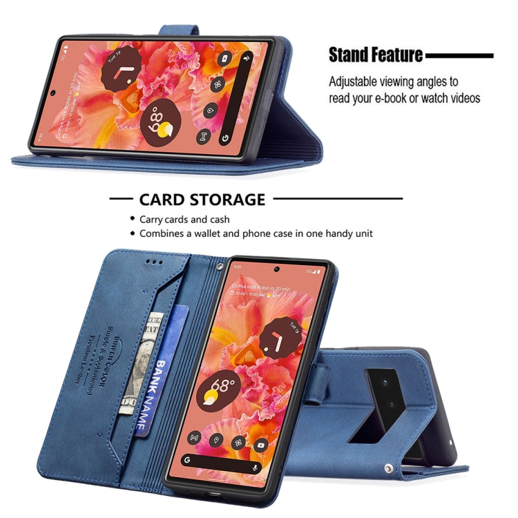 For Google Pixel 6 Magnetic Clasp RFID Blocking Anti-Theft Leather Case with Holder & Card Slots & Wallet