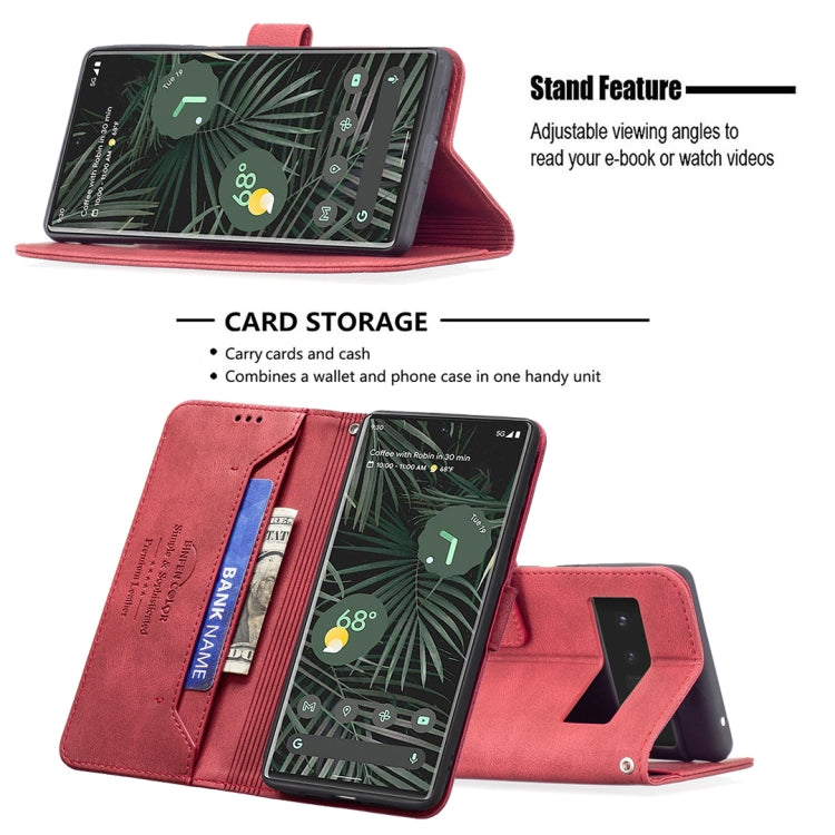 For Google Pixel 6 Pro Magnetic Clasp RFID Blocking Anti-Theft Leather Case with Holder & Card Slots & Wallet