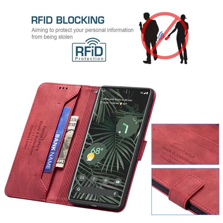 For Google Pixel 6 Pro Magnetic Clasp RFID Blocking Anti-Theft Leather Case with Holder & Card Slots & Wallet