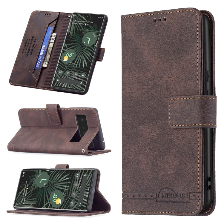 For Google Pixel 6 Pro Magnetic Clasp RFID Blocking Anti-Theft Leather Case with Holder & Card Slots & Wallet