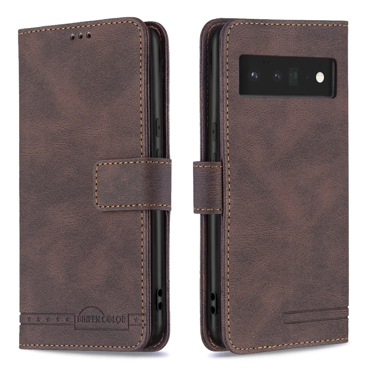 For Google Pixel 6 Pro Magnetic Clasp RFID Blocking Anti-Theft Leather Case with Holder & Card Slots & Wallet