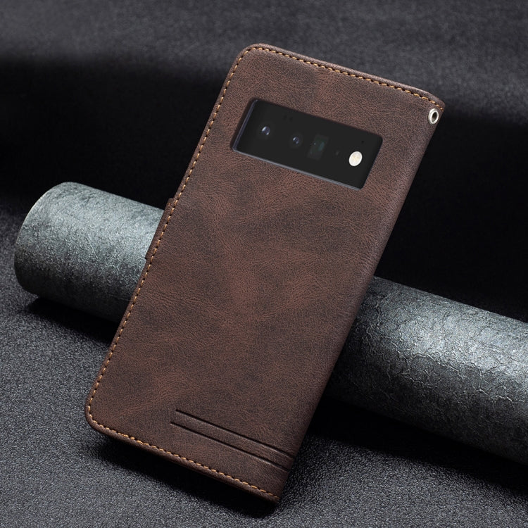 For Google Pixel 6 Pro Magnetic Clasp RFID Blocking Anti-Theft Leather Case with Holder & Card Slots & Wallet