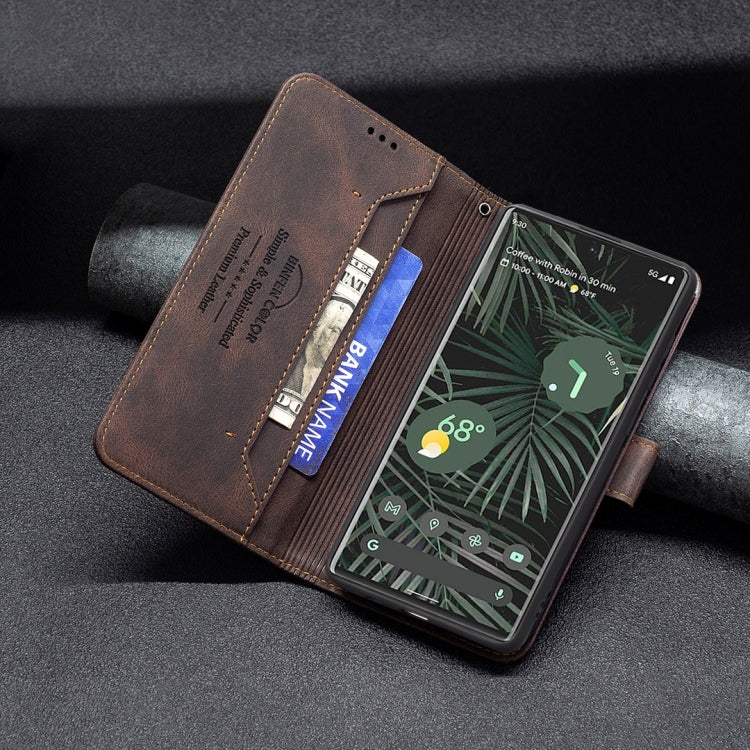 For Google Pixel 6 Pro Magnetic Clasp RFID Blocking Anti-Theft Leather Case with Holder & Card Slots & Wallet