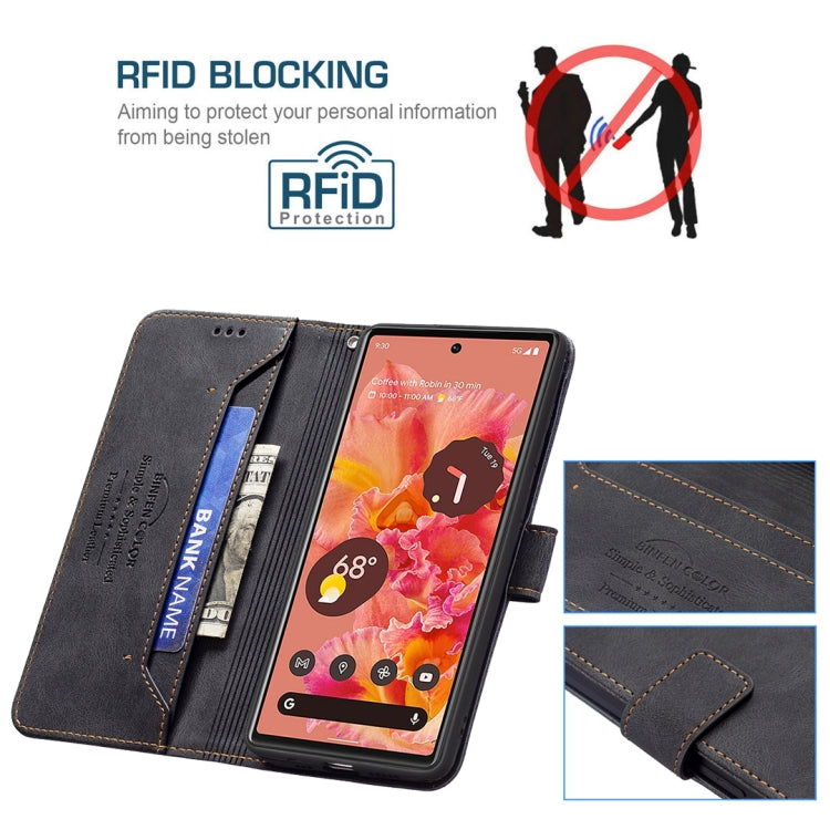For Google Pixel 6 Pro Magnetic Clasp RFID Blocking Anti-Theft Leather Case with Holder & Card Slots & Wallet