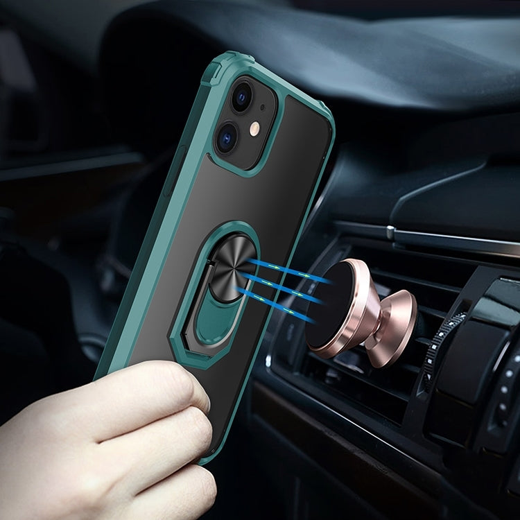 For iPhone 11Pro Shockproof Transparent TPU + Acrylic Protective Case with Ring Holder