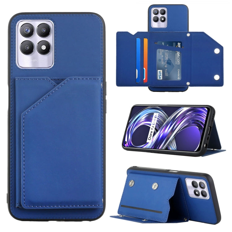 For OPPO Realme 8i Skin Feel PU + TPU + PC Back Cover Shockproof Phone Case with Card Slots & Holder & Photo Frame