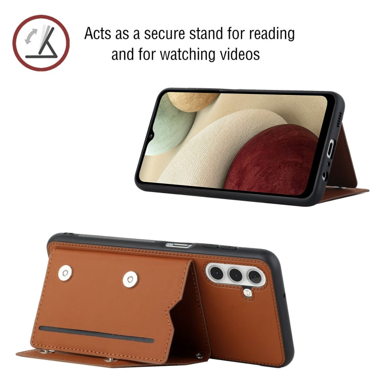 For Samsung Galaxy A13 5G Skin Feel PU + TPU + PC Back Cover Shockproof Phone Case with Card Slots & Holder & Photo Frame