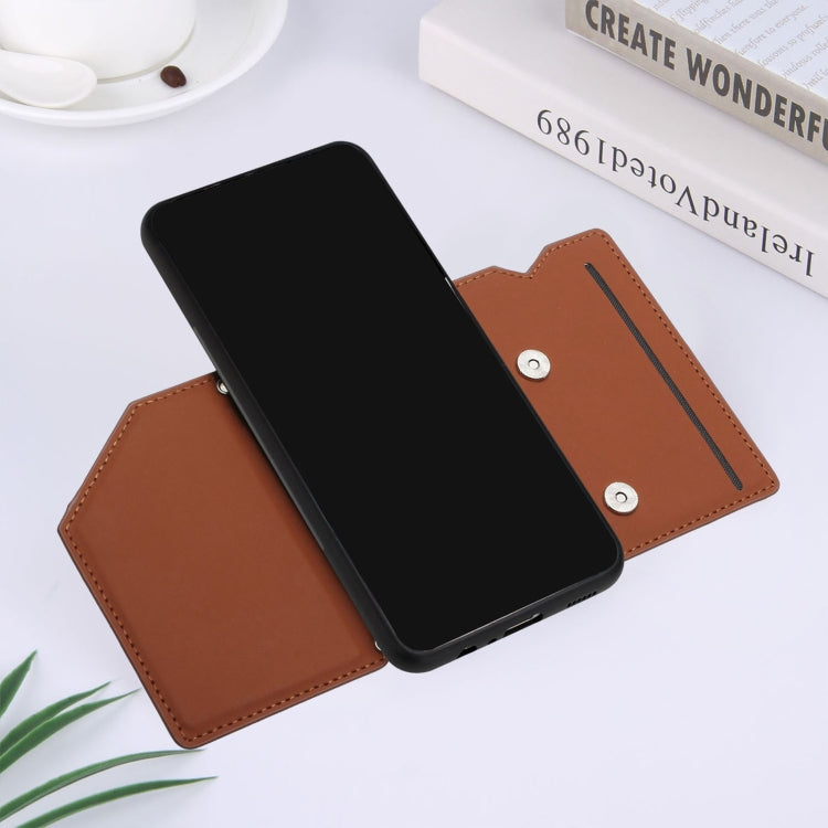 For Samsung Galaxy A13 5G Skin Feel PU + TPU + PC Back Cover Shockproof Phone Case with Card Slots & Holder & Photo Frame