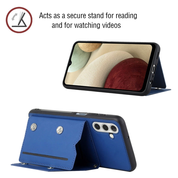 For Samsung Galaxy A13 5G Skin Feel PU + TPU + PC Back Cover Shockproof Phone Case with Card Slots & Holder & Photo Frame