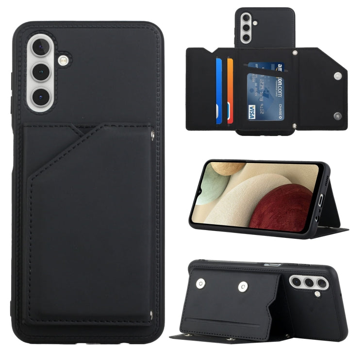 For Samsung Galaxy A13 5G Skin Feel PU + TPU + PC Back Cover Shockproof Phone Case with Card Slots & Holder & Photo Frame