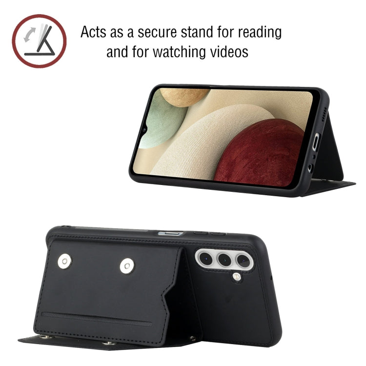 For Samsung Galaxy A13 5G Skin Feel PU + TPU + PC Back Cover Shockproof Phone Case with Card Slots & Holder & Photo Frame