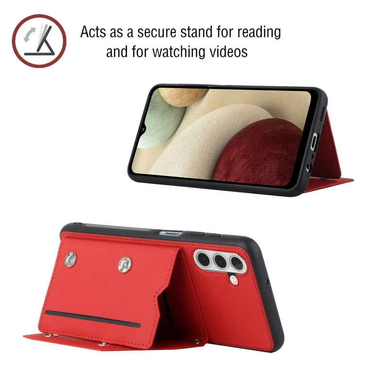 For Samsung Galaxy A13 5G Skin Feel PU + TPU + PC Back Cover Shockproof Phone Case with Card Slots & Holder & Photo Frame