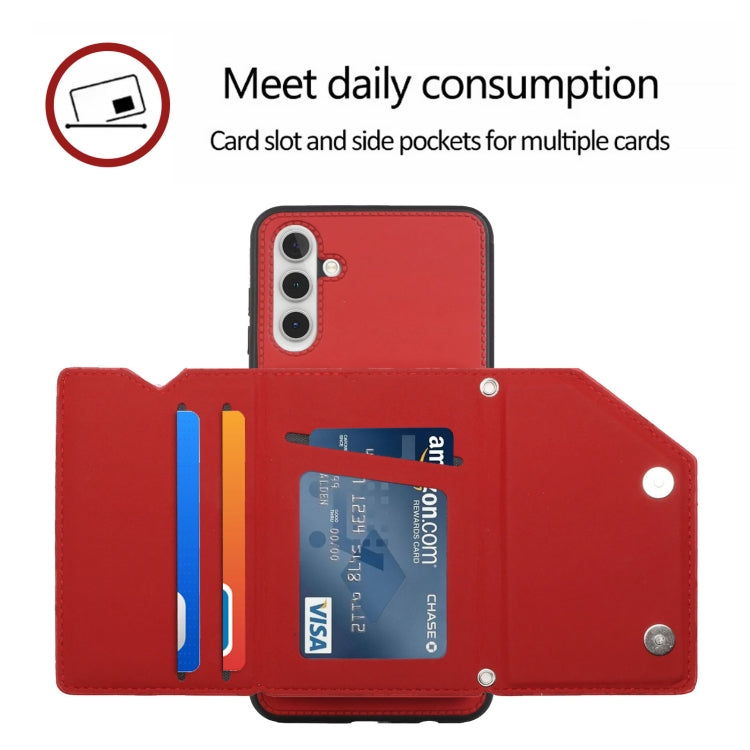 For Samsung Galaxy A13 5G Skin Feel PU + TPU + PC Back Cover Shockproof Phone Case with Card Slots & Holder & Photo Frame