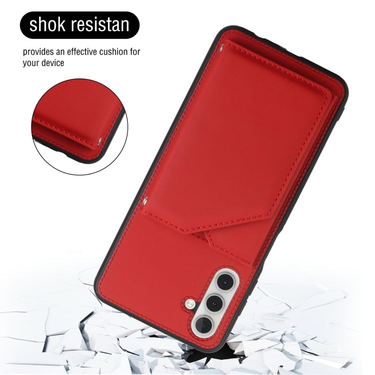 For Samsung Galaxy A13 5G Skin Feel PU + TPU + PC Back Cover Shockproof Phone Case with Card Slots & Holder & Photo Frame