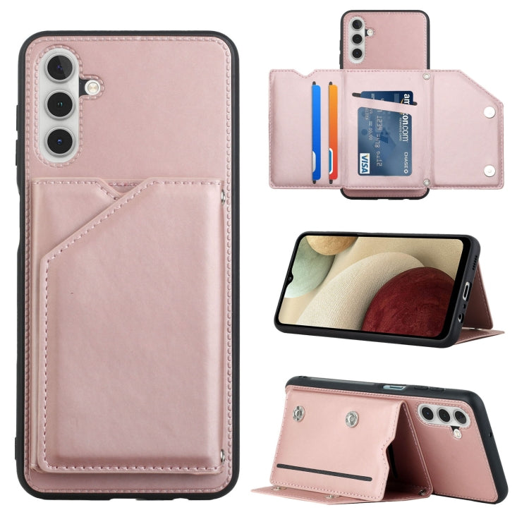 For Samsung Galaxy A13 5G Skin Feel PU + TPU + PC Back Cover Shockproof Phone Case with Card Slots & Holder & Photo Frame