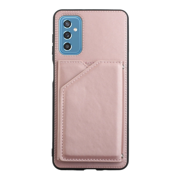 For Samsung Galaxy M52 5G Skin Feel PU + TPU + PC Back Cover Shockproof Phone Case with Card Slots & Holder & Photo Frame