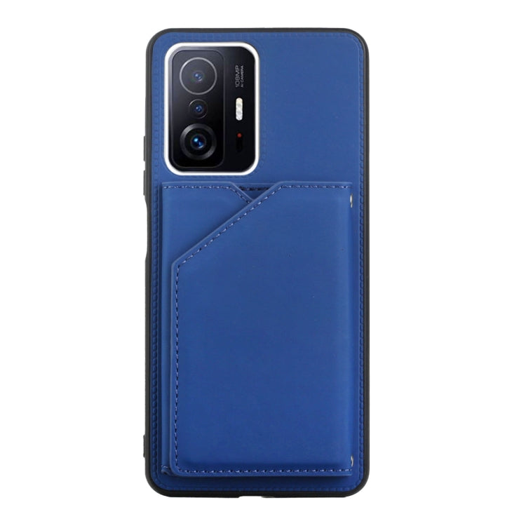 For Xiaomi Mi 11T / Mi 11 Pro Skin Feel PU + TPU + PC Back Cover Shockproof Phone Case with Card Slots & Holder & Photo Frame