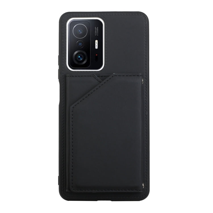 For Xiaomi Mi 11T / Mi 11 Pro Skin Feel PU + TPU + PC Back Cover Shockproof Phone Case with Card Slots & Holder & Photo Frame