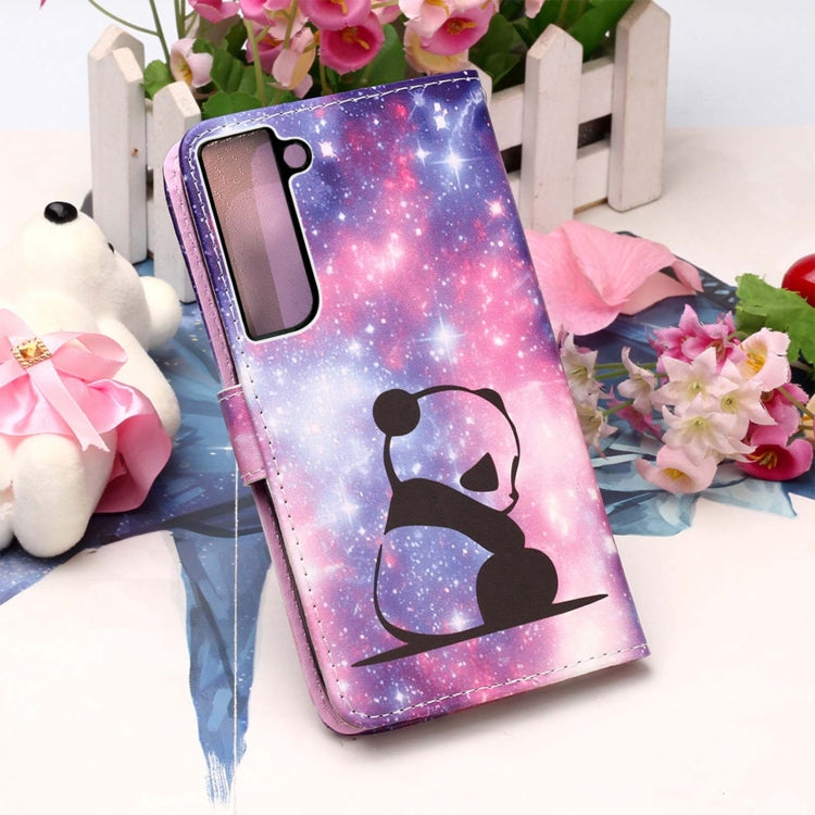 For Samsung Galaxy S22 5G Colored Drawing Pattern Plain Weave Leather Phone Case with Holder & Card Slot & Wallet & Lanyard