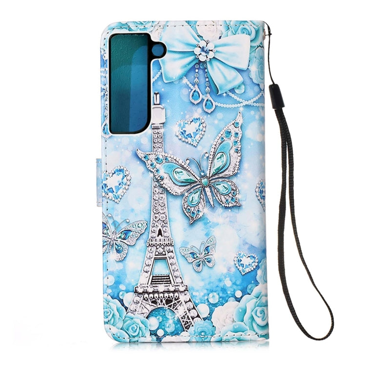 For Samsung Galaxy S22 5G Colored Drawing Pattern Plain Weave Leather Phone Case with Holder & Card Slot & Wallet & Lanyard