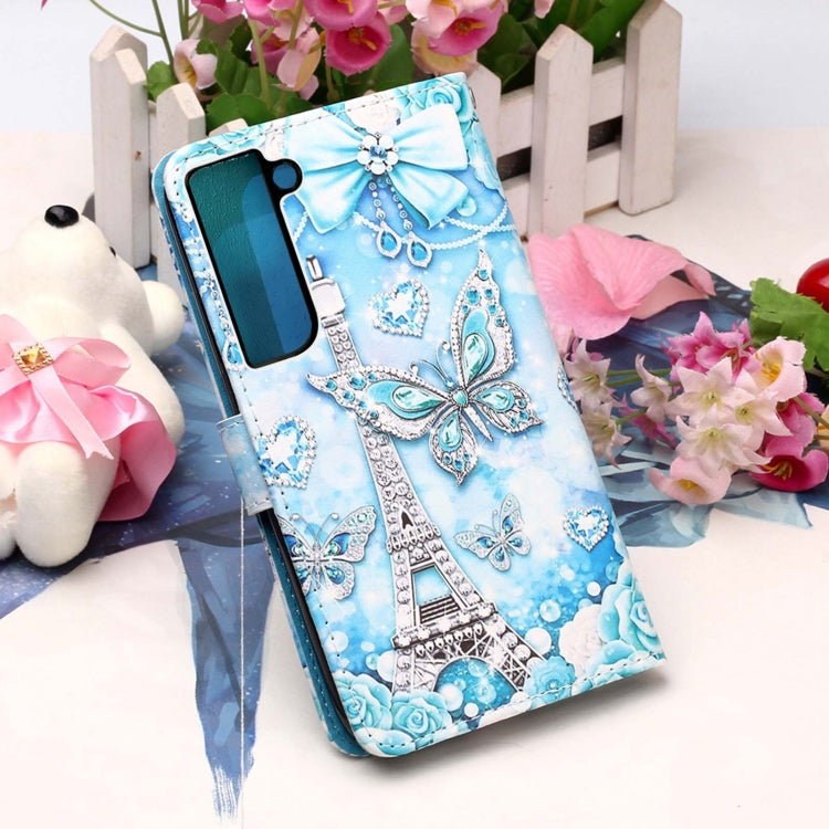 For Samsung Galaxy S22 5G Colored Drawing Pattern Plain Weave Leather Phone Case with Holder & Card Slot & Wallet & Lanyard