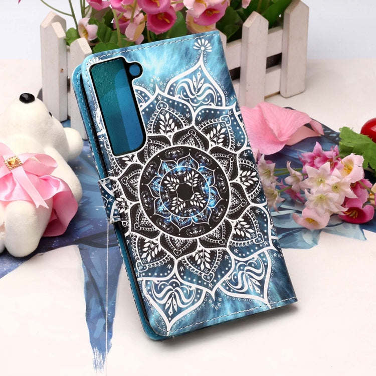For Samsung Galaxy S22 5G Colored Drawing Pattern Plain Weave Leather Phone Case with Holder & Card Slot & Wallet & Lanyard