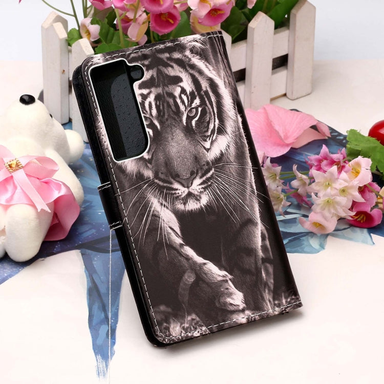 For Samsung Galaxy S22 5G Colored Drawing Pattern Plain Weave Leather Phone Case with Holder & Card Slot & Wallet & Lanyard