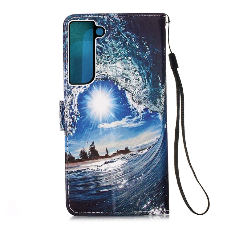 For Samsung Galaxy S22+ 5G Colored Drawing Pattern Plain Weave Leather Phone Case with Holder & Card Slot & Wallet & Lanyard