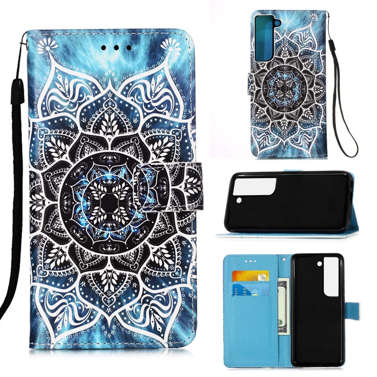 For Samsung Galaxy S22+ 5G Colored Drawing Pattern Plain Weave Leather Phone Case with Holder & Card Slot & Wallet & Lanyard