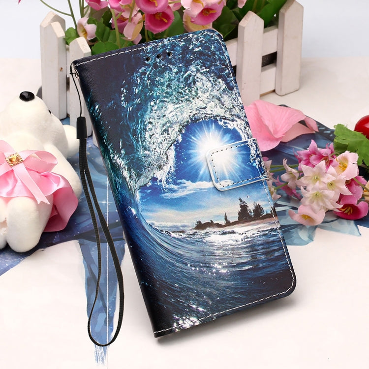 For Samsung Galaxy S22 Ultra 5G Colored Drawing Pattern Plain Weave Leather Phone Case with Holder & Card Slot & Wallet & Lanyard