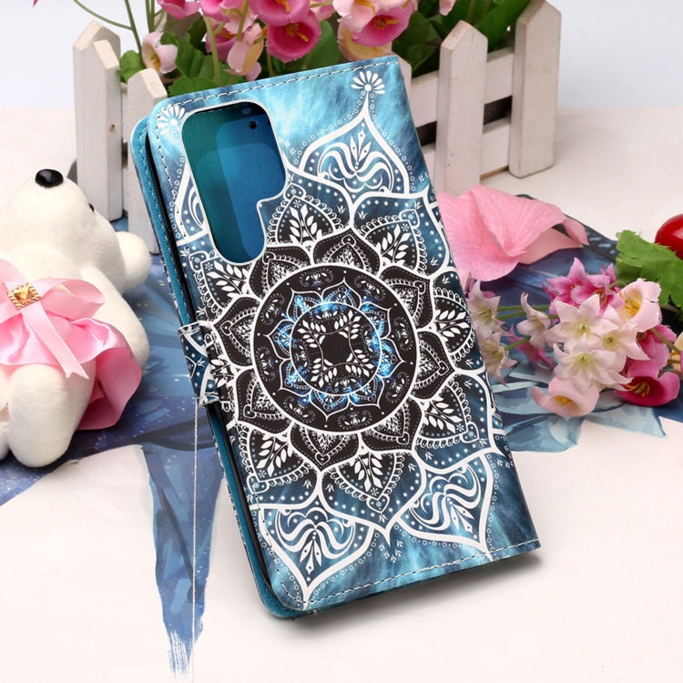 For Samsung Galaxy S22 Ultra 5G Colored Drawing Pattern Plain Weave Leather Phone Case with Holder & Card Slot & Wallet & Lanyard